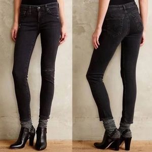 AG Stevie Ankle Slim Straight Jeans Distressed Black (size 29R)